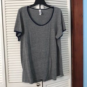 LuLaRoe Classic T Heather Grey Navy Blue Size 3XL